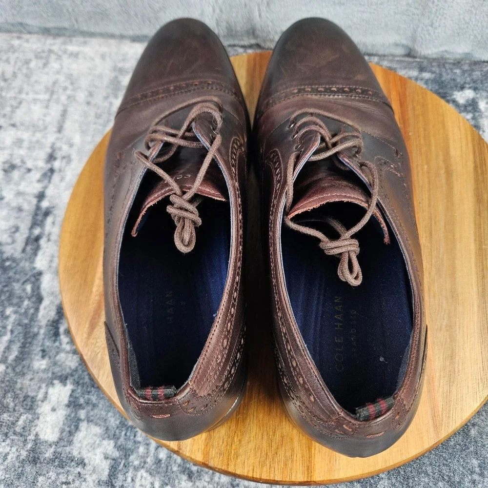 Cole Haan Jefferson Grand 2.0 Oxford Shoes Mens 10.5 M Brown Leather Cap Toe